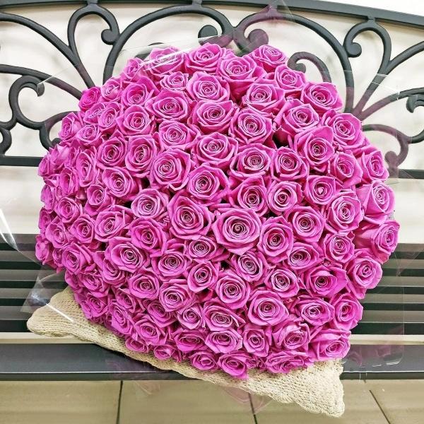 Розовые розы Эквадор 101 шт (50 см) (артикул букета - 170088)
